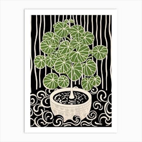 B&W Plant Illustration Peperomia 3 Art Print