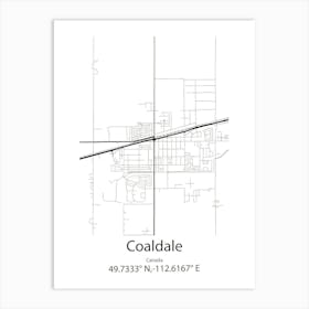 Coaldale,Canada Minimalist Map Art Print