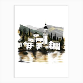 Village On The Lake Art Print