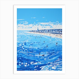 A Picture Of St Ives Bay Cornwall Linocut 2 Art Print