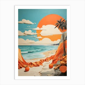 Oranges On The Beach 1 Art Print