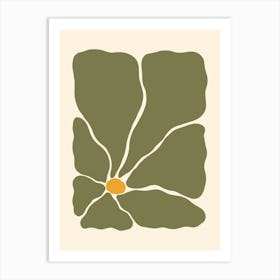 Abstract Flower 03 - Muted Green Art Print