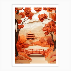 Beautiful Landscape Paper Craft Style 3 Art Print