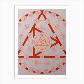 Geometric Abstract Glyph Circle Array in Tomato Red n.0274 Art Print