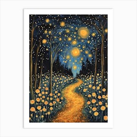 Gustav Klimt Print Starry Night Forest Trees Painting Klimt Exhibition Poster Painting Decor Full Art Print