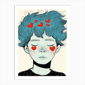 Boy With Blue Hair 3 Art Print