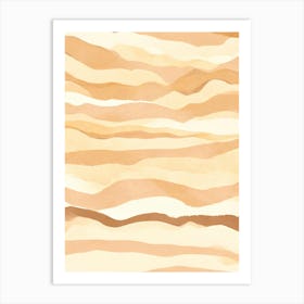 Beige Stripes brown watercolor 1 Art Print