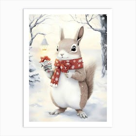 Christmas Squirrel Art Print