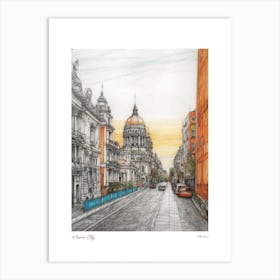 Mexico City Mexico Drawing Pencil Style 2 Travel Poster Art Print
