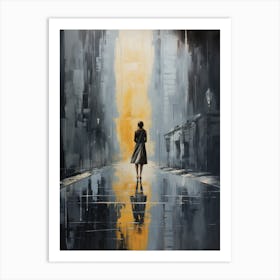 Woman Walking Down The Street Art Print