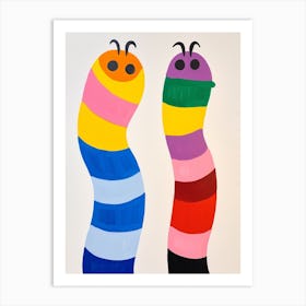 Colourful Kids Animal Art Worm 2 Art Print