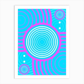 Geometric Glyph in White and Bubblegum Pink and Candy Blue n.0082 Art Print