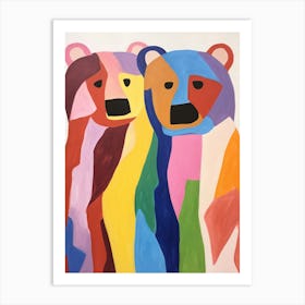 Colourful Kids Animal Art Brown Bear 3 Art Print