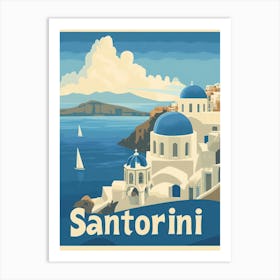 Aihrgdesign A Vintage Travel Poster Of Santorini Featuring Th C4f4ebf0 3709 43dd 9334 D76f632a572b 3 Art Print