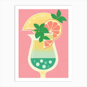 Key Lime Pie MCocktail Poster artini Retro Pink Cocktail Poster Art Print
