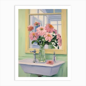 A Vase With Zinnia, Flower Bouquet 4 Art Print