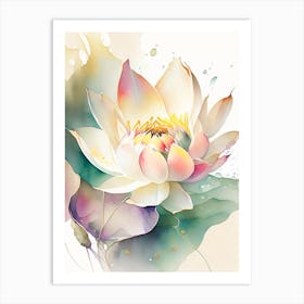 Lotus Flower Pattern Storybook Watercolour 3 Art Print