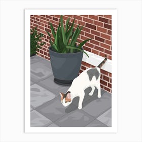 Cat On The Patio 1 Art Print