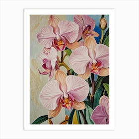 Pink Pastel Orchids no1 Art Print