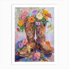 Cowboy Boots And Wildflowers 5 Art Print