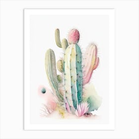 Saguaro Cactus Pastel Watercolour Art Print