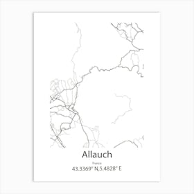 Allauch,France Minimalist Map Art Print