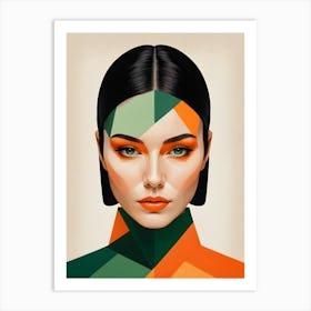 Geometric Woman Portrait Pop Art (86) Art Print