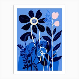Blue Flower Illustration Monkey Orchid 1 Art Print