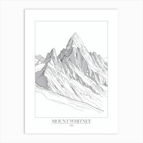 Mount Whitney Usa Line Drawing 7 Poster Art Print