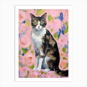 A Japanese Bobtail Cat Painting, Impressionist Painting 4 Art Print