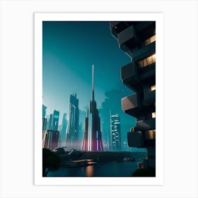 Futuristic Cityscape 1 Art Print