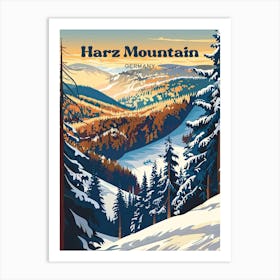 Harz Mountain Germany Highland Travel Illustration Art Print