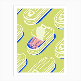 Sleeping Sardines In Lime And Pink Art Print