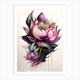 Lotus Flower Bouquet Graffiti 2 Art Print