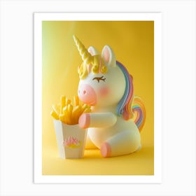 Toy Unicorn Eating Fries Pastel Art Print