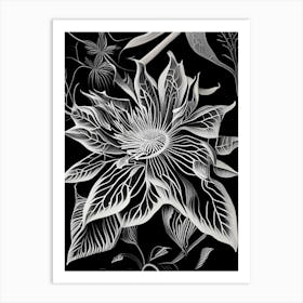 Passionflower Leaf Linocut 2 Art Print