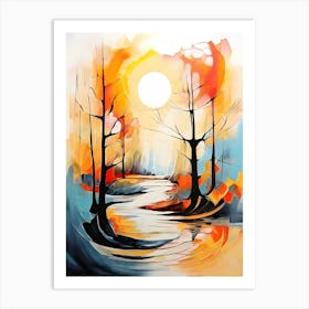 Sunset In The Forest 1 Art Print