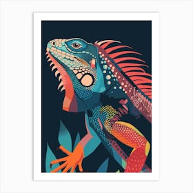 Blue Iguana Modern Illustration 7 Art Print