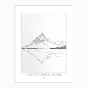 Mount Mckinley Denali Usa Line Drawing 2 Poster Art Print