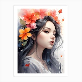 Girl With Flowers 11 Art Print