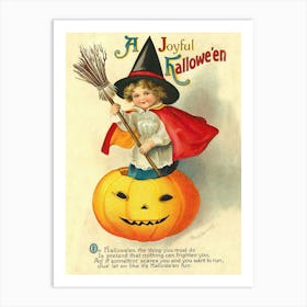 Joyful Halloween Greeting With A Poem Art Print