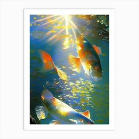 Hariwake Koi Fish Monet Style Classic Painting Art Print