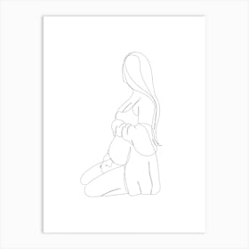 Pregnant Woman Drawing Art Print