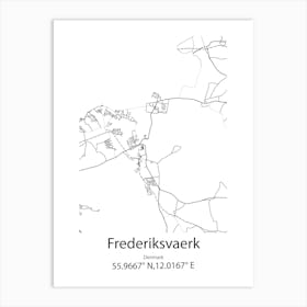 Frederiksvaerk,Denmark Minimalist Map Art Print