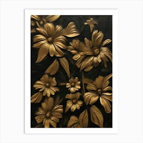 Gold Flowers Art Print