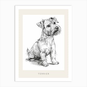 Cute Terrier Dog Line Art 2 Poster Art Print
