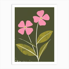 Pink & Green Periwinkle 1 Art Print