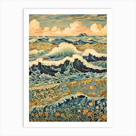 William Morris Waves And Flowers Art Print