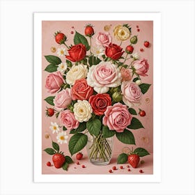 Romantic Rose Bouquet Art Print