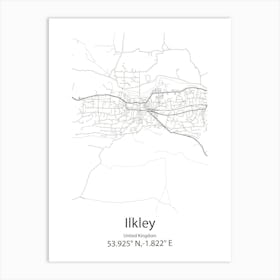 Ilkley,United Kingdom Minimalist Map Poster